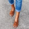 Women’s Brown Handmade Vegan Slip-on Flats Summer Slide Sandals