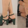 Women’s / Ladies’ Handmade Vegan Faux Leather / Suede Casual Peep Toe Platform Footwear Sandals with Ankle Straps & Chunky / Block Heels. Great Choice as Evening Party Shoes or for Clubbing! Available in Green & Black and Comes with 10 Sizes (US women)
