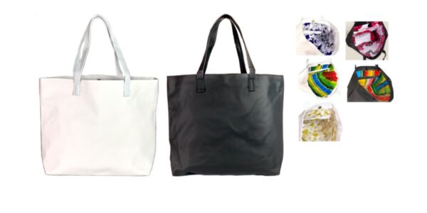 Women’s Handmade Soft Vegan Faux Leather Black & White Tote Shoulder Handbag